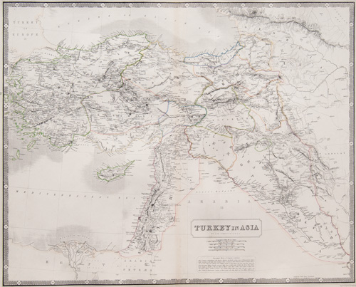 original antique map of Turkey and the region